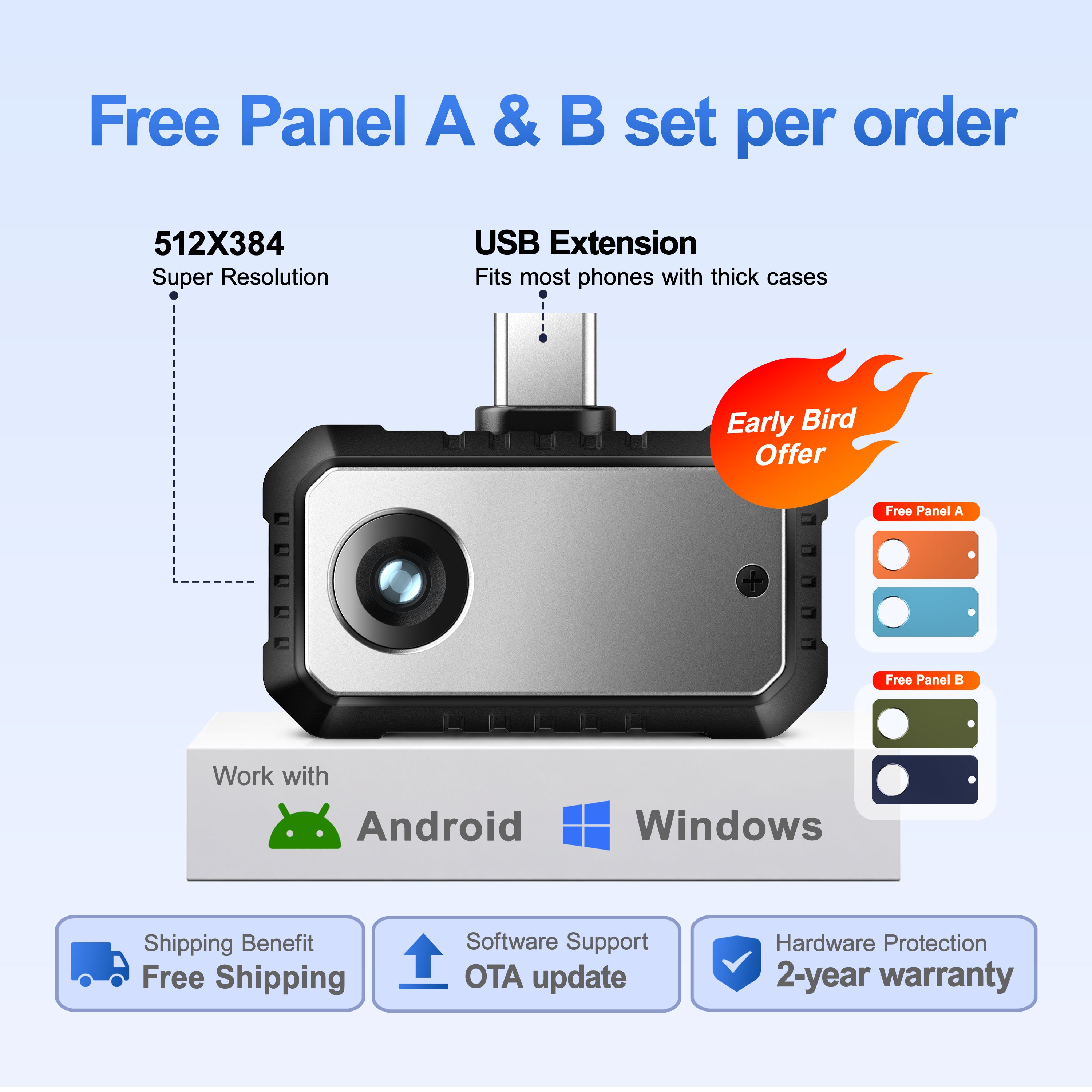 2-in-1 Thermal Camera for Android & Windows PC, 256×192 – Home, HVAC, Electrical & Automotive Inspection | Robofinity Thermory