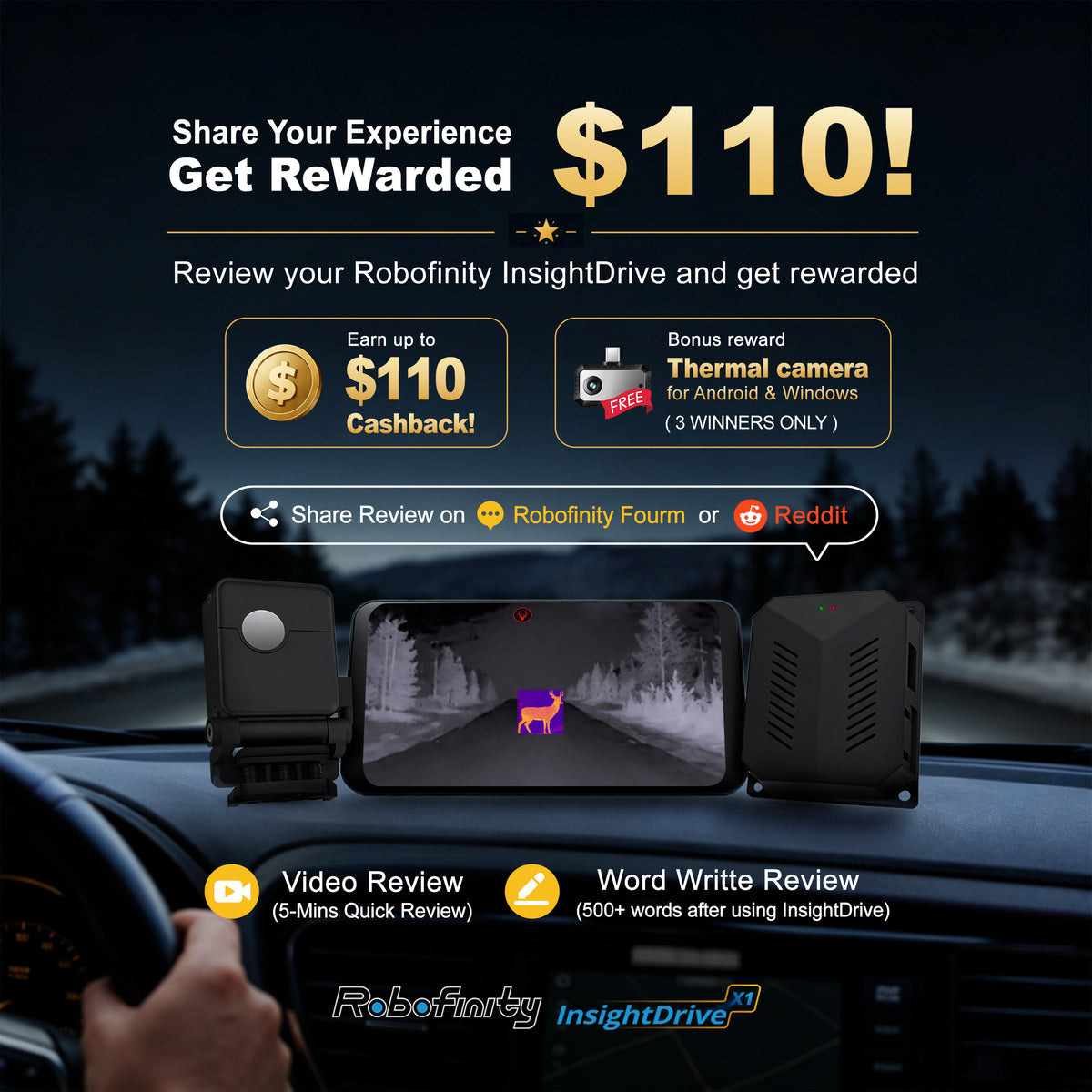 Car Thermal Night Vision | Animal & Pedestrian Collision Alert System | Robofinity