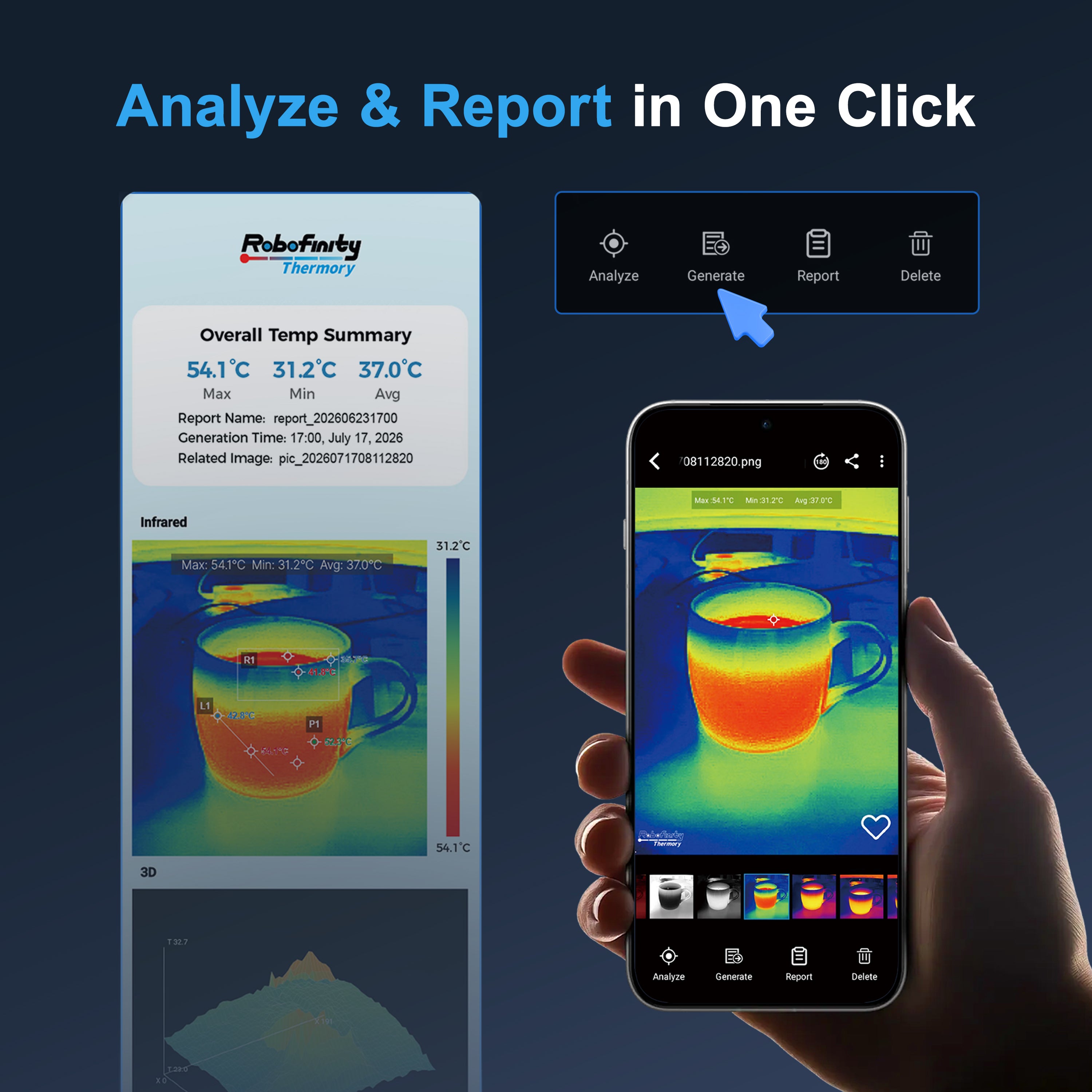 2-in-1 Thermal Camera for Android & Windows PC, 256×192 – Home, HVAC, Electrical & Automotive Inspection | Robofinity Thermory